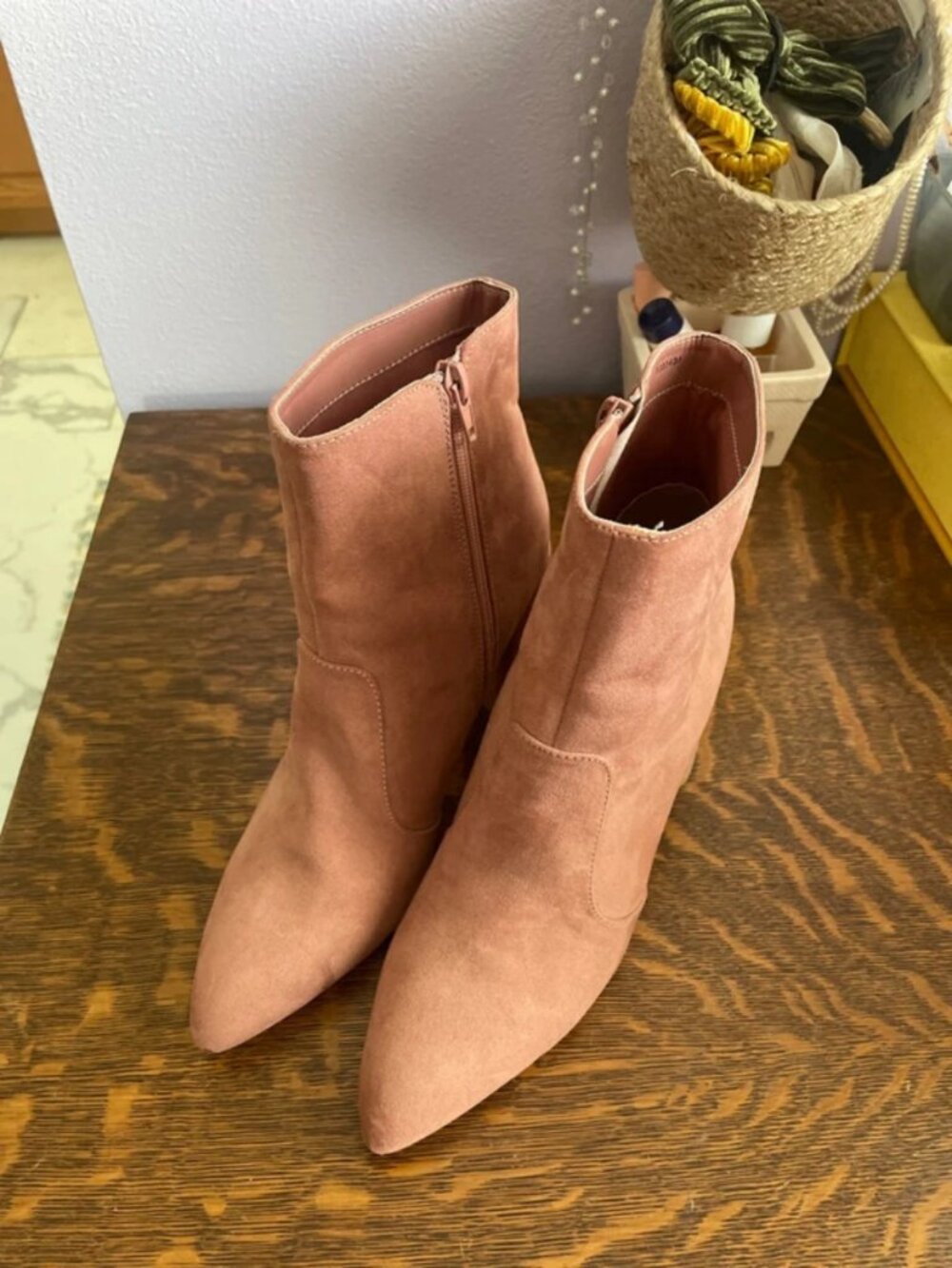 Charlotte Russe pink suede heeled boots